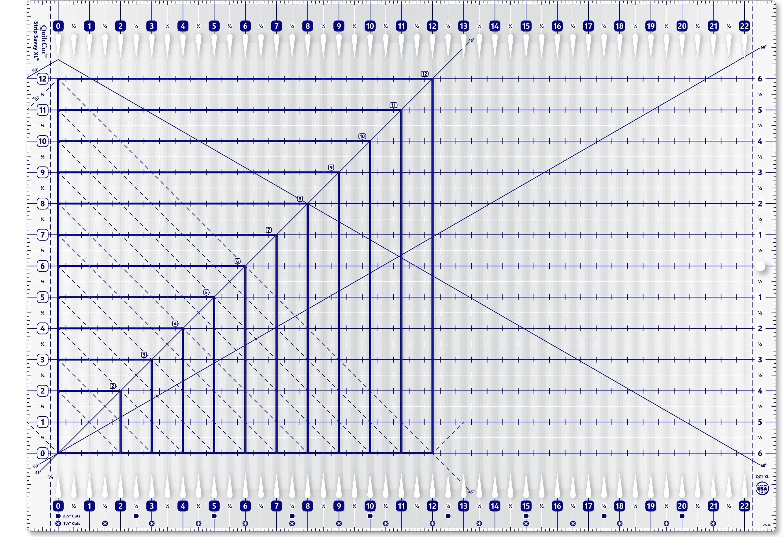 QuiltCut Strip Savvy  XL Slotted Quilting Ruler